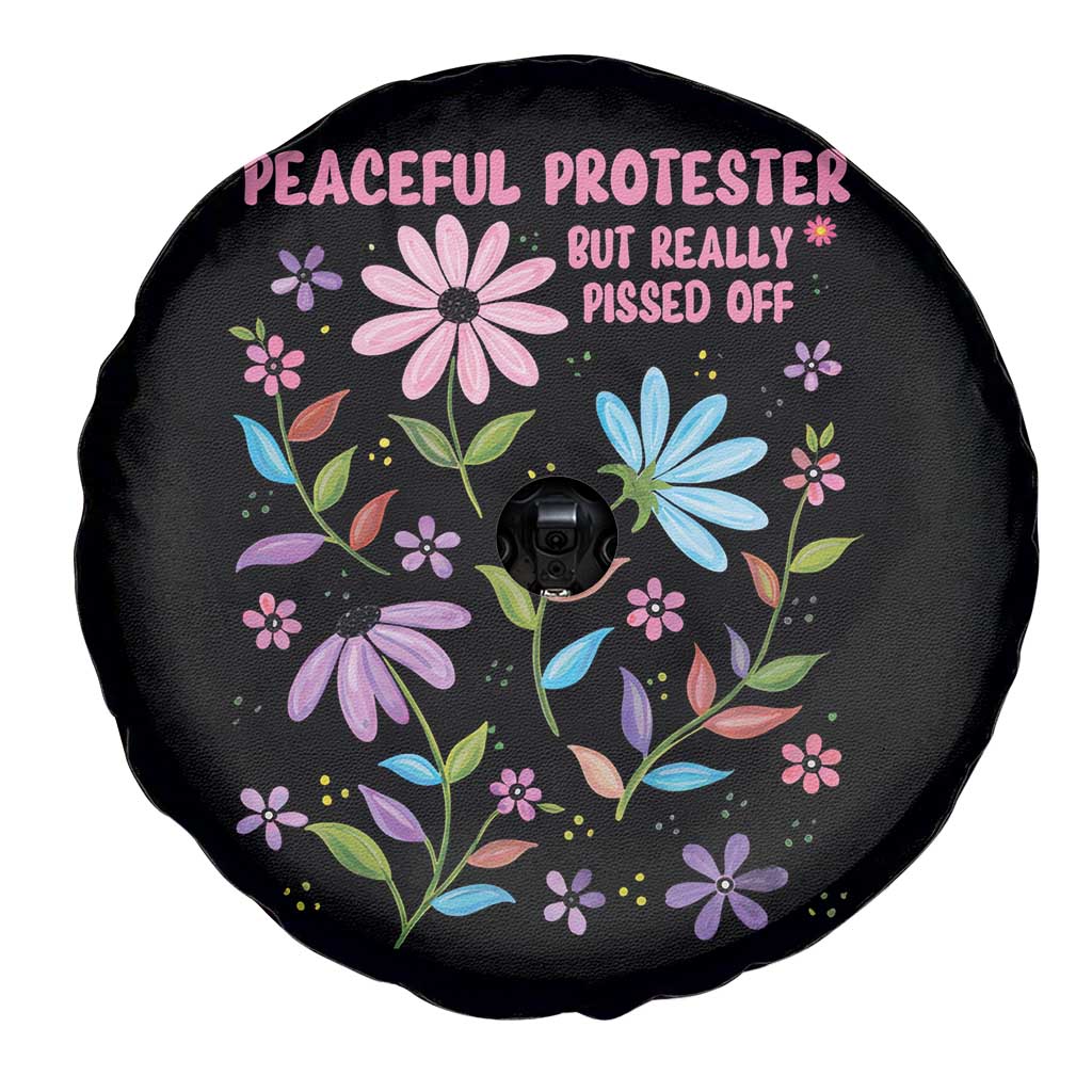 Feminist Protest Spare Tire Cover Peaceful But Pissed Off Floral Resist