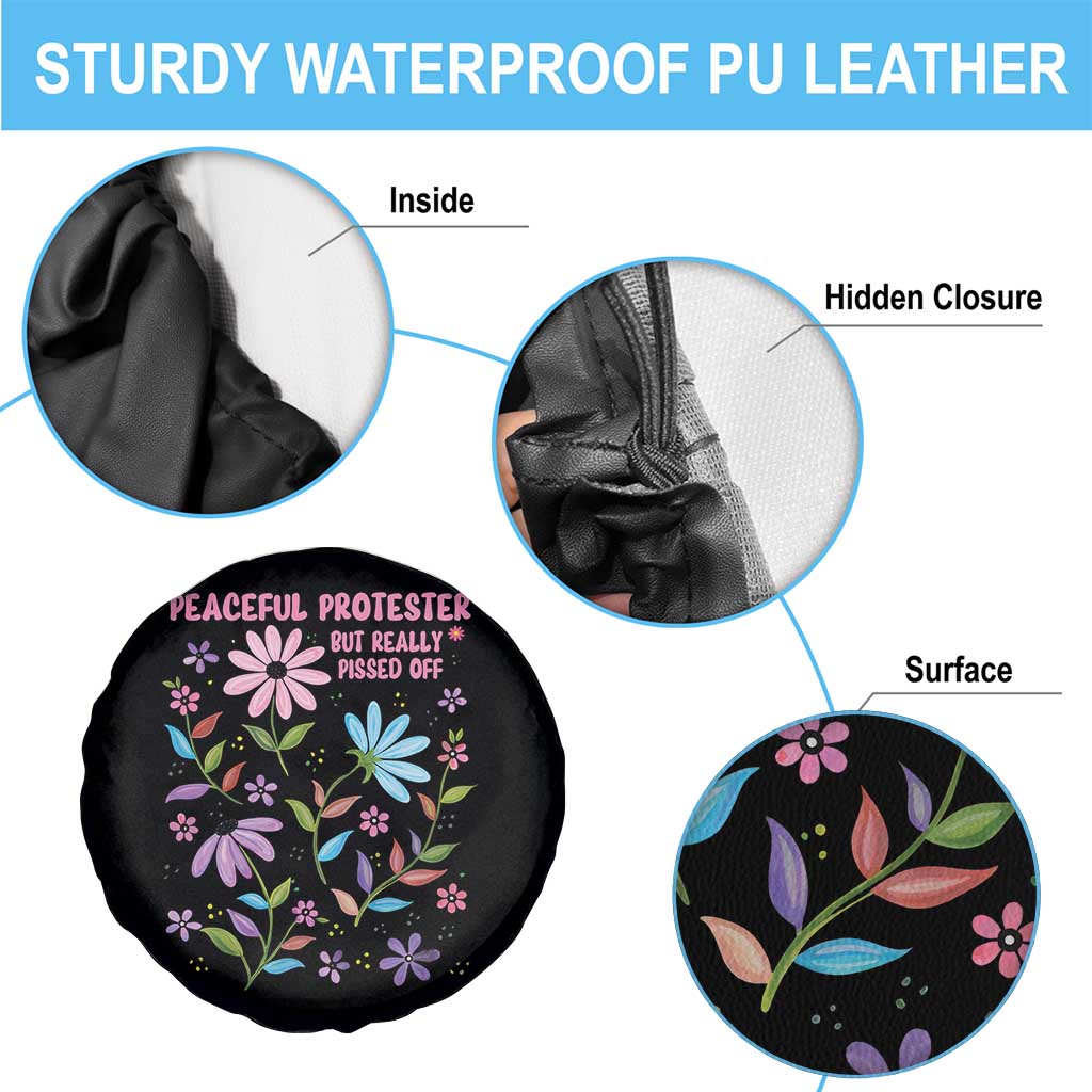 Feminist Protest Spare Tire Cover Peaceful But Pissed Off Floral Resist
