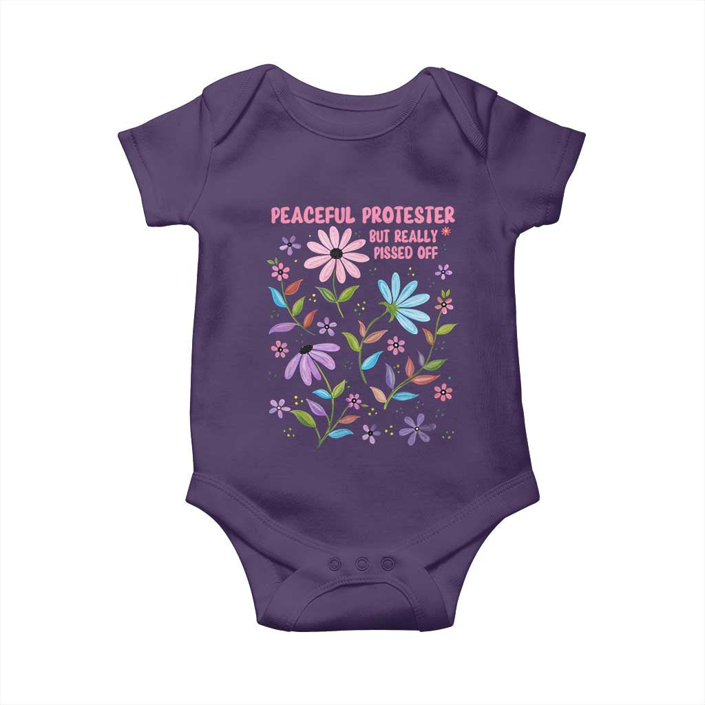 Feminist Protest Baby Onesie Peaceful But Pissed Off Floral Resist
