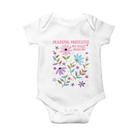 Feminist Protest Baby Onesie Peaceful But Pissed Off Floral Resist