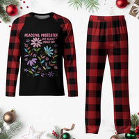 Feminist Protest Plaid Pajama Set Peaceful But Pissed Off Floral Resist