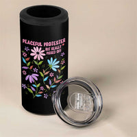 Feminist Protest 4 in 1 Can Cooler Tumbler Peaceful But Pissed Off Floral Resist