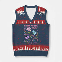 Feminist Protest V-Neck Knit Sweater Vest Peaceful But Pissed Off Floral Resist