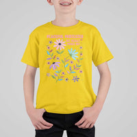 Feminist Protest T Shirt For Kid Peaceful But Pissed Off Floral Resist