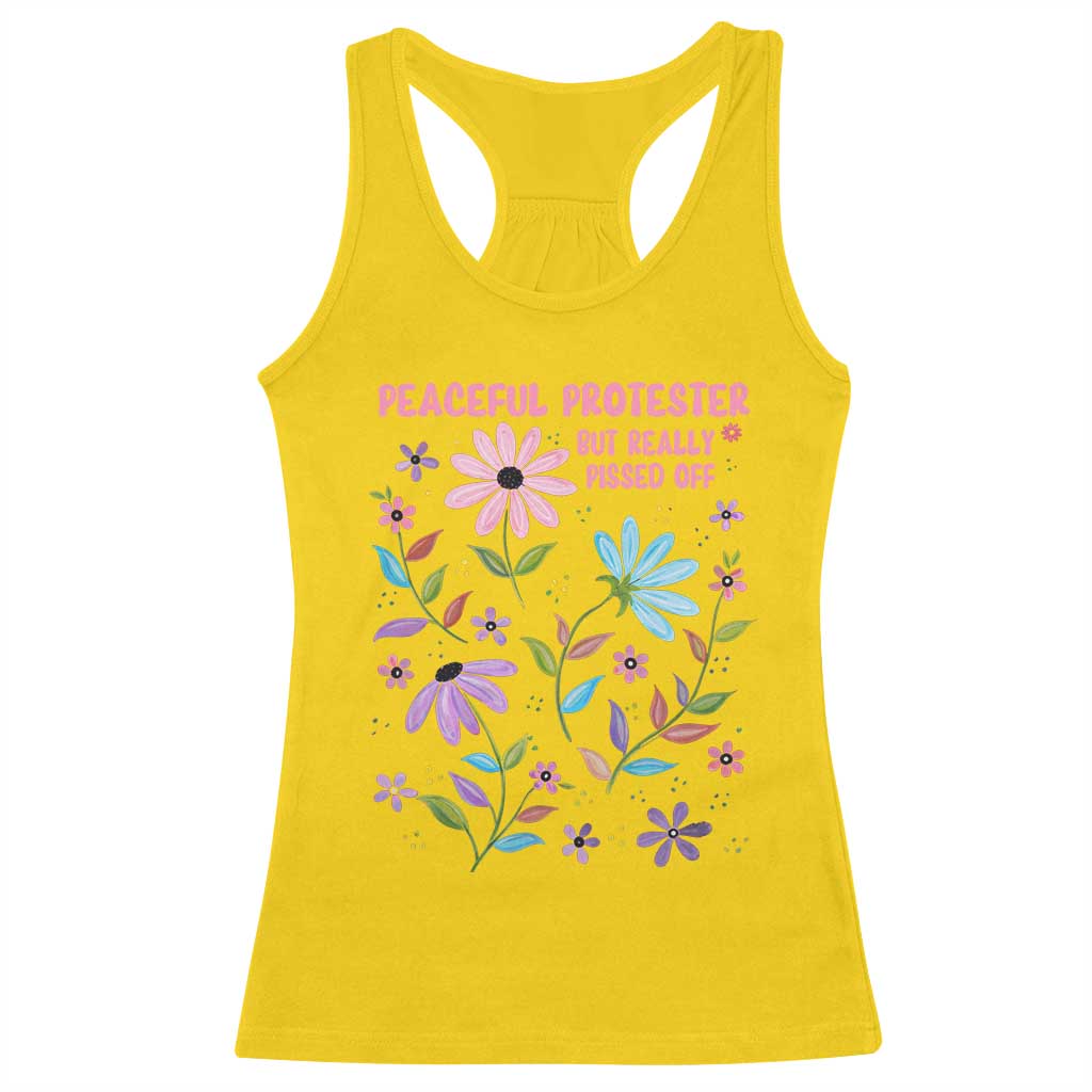 Feminist Protest Racerback Tank Top Peaceful But Pissed Off Floral Resist