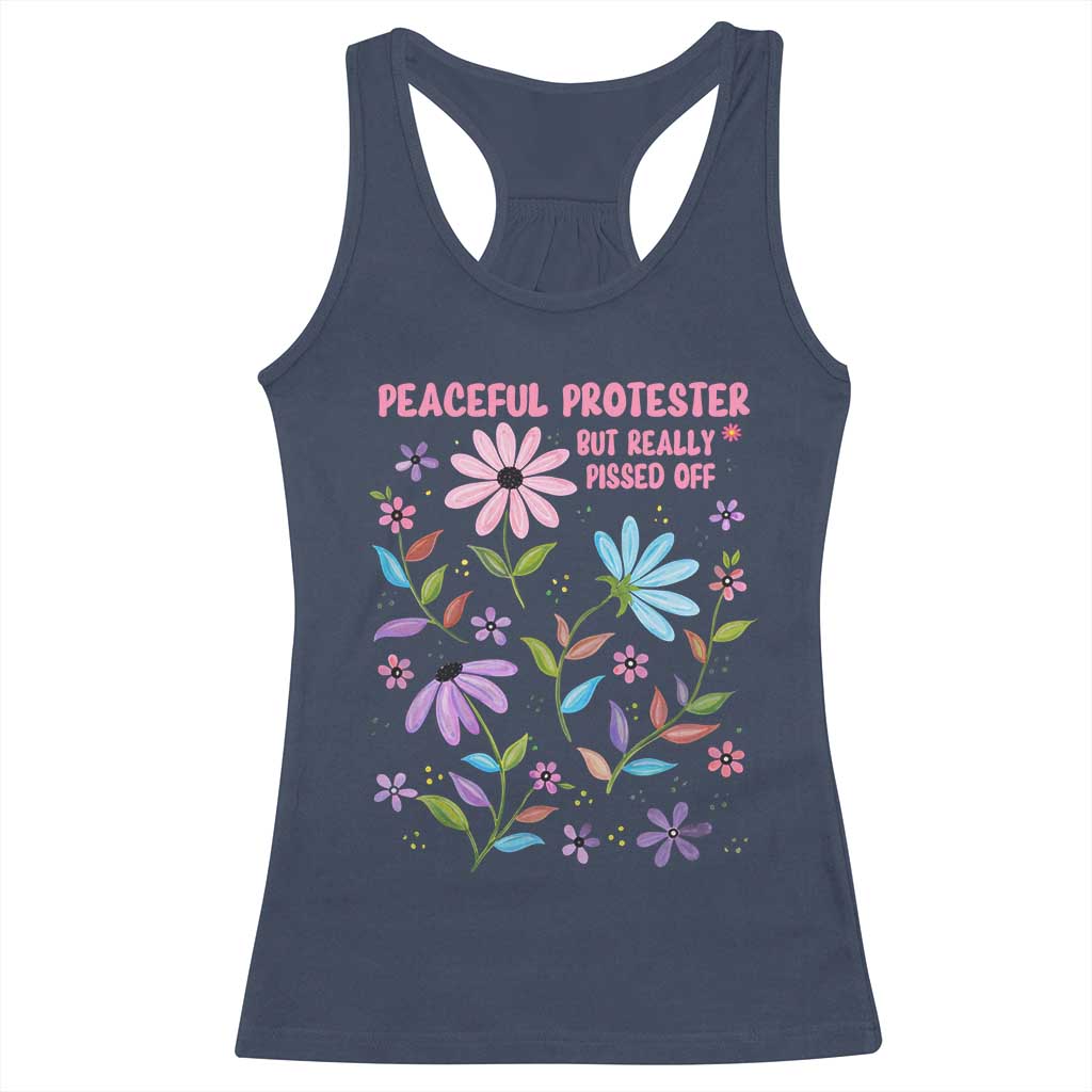 Feminist Protest Racerback Tank Top Peaceful But Pissed Off Floral Resist