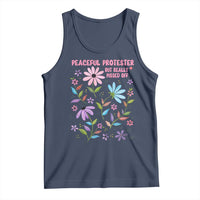 Feminist Protest Tank Top Peaceful But Pissed Off Floral Resist