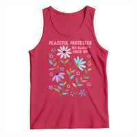 Feminist Protest Tank Top Peaceful But Pissed Off Floral Resist