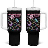 Feminist Protest Tumbler With Handle Peaceful But Pissed Off Floral Resist
