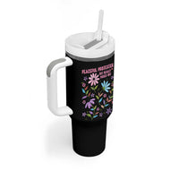Feminist Protest Tumbler With Handle Peaceful But Pissed Off Floral Resist