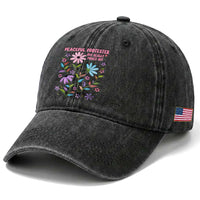 Feminist Protest Washed Cotton Baseball Cap Peaceful But Pissed Off Floral Resist
