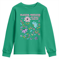 Feminist Protest Youth Sweatshirt Peaceful But Pissed Off Floral Resist