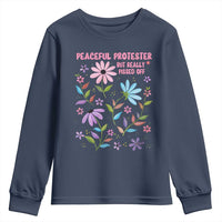 Feminist Protest Youth Sweatshirt Peaceful But Pissed Off Floral Resist