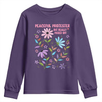 Feminist Protest Youth Sweatshirt Peaceful But Pissed Off Floral Resist
