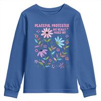 Feminist Protest Youth Sweatshirt Peaceful But Pissed Off Floral Resist