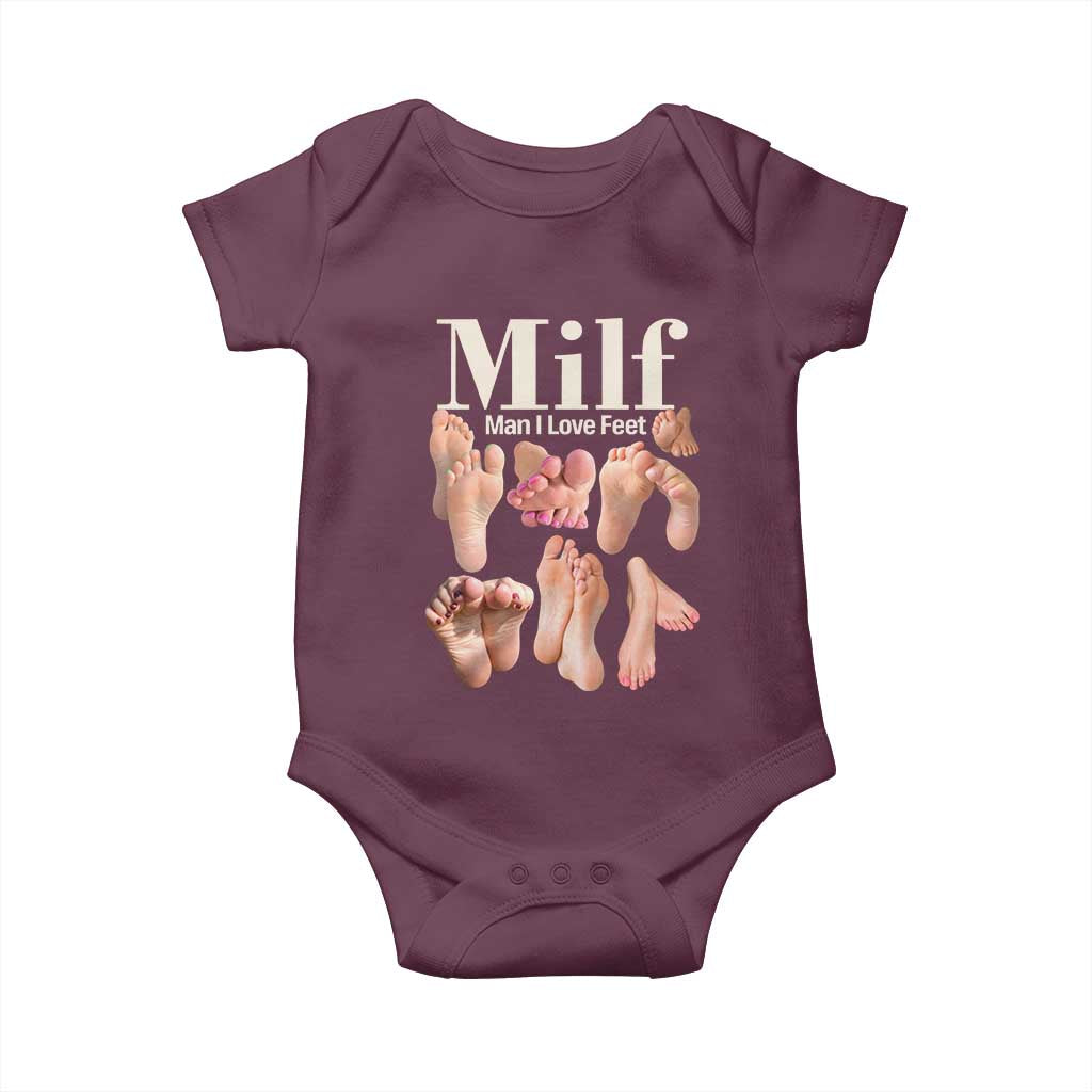 MILF Man I Love Feet Baby Onesie Funny Sexy Inappropriate Saying Quote