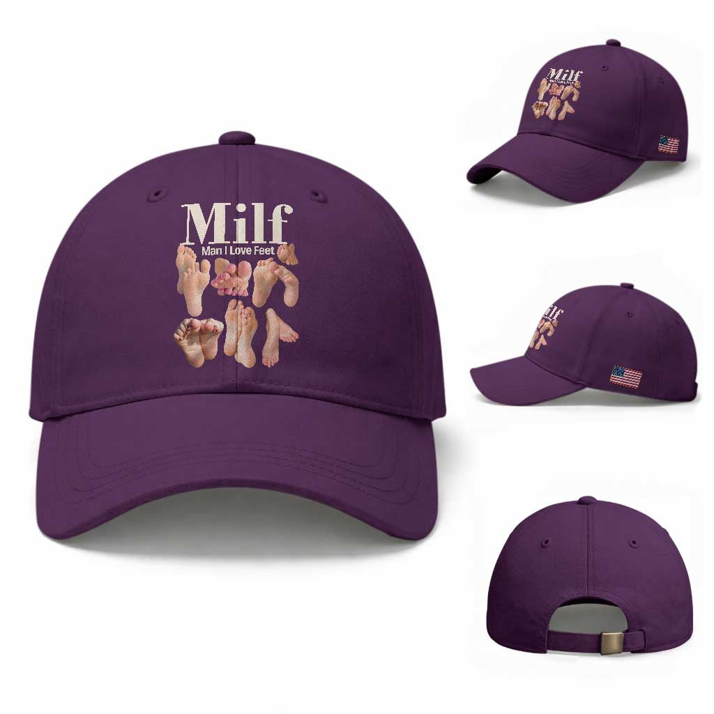 MILF Man I Love Feet Baseball Cap Funny Sexy Inappropriate Saying Quote