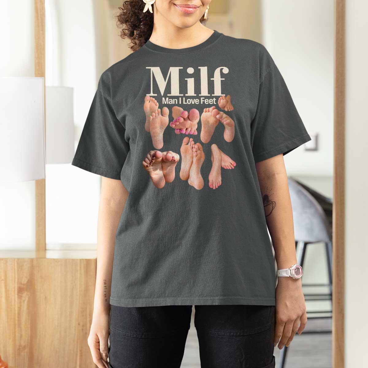 MILF Man I Love Feet T Shirt For Women Funny Sexy Inappropriate Saying Quote
