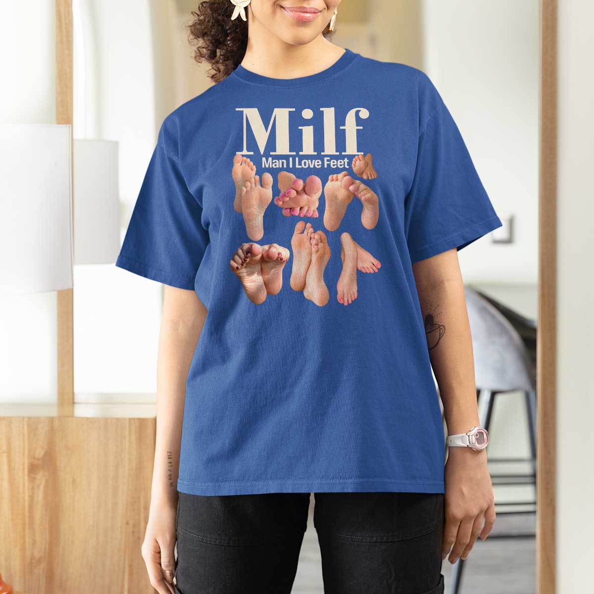 MILF Man I Love Feet T Shirt For Women Funny Sexy Inappropriate Saying Quote