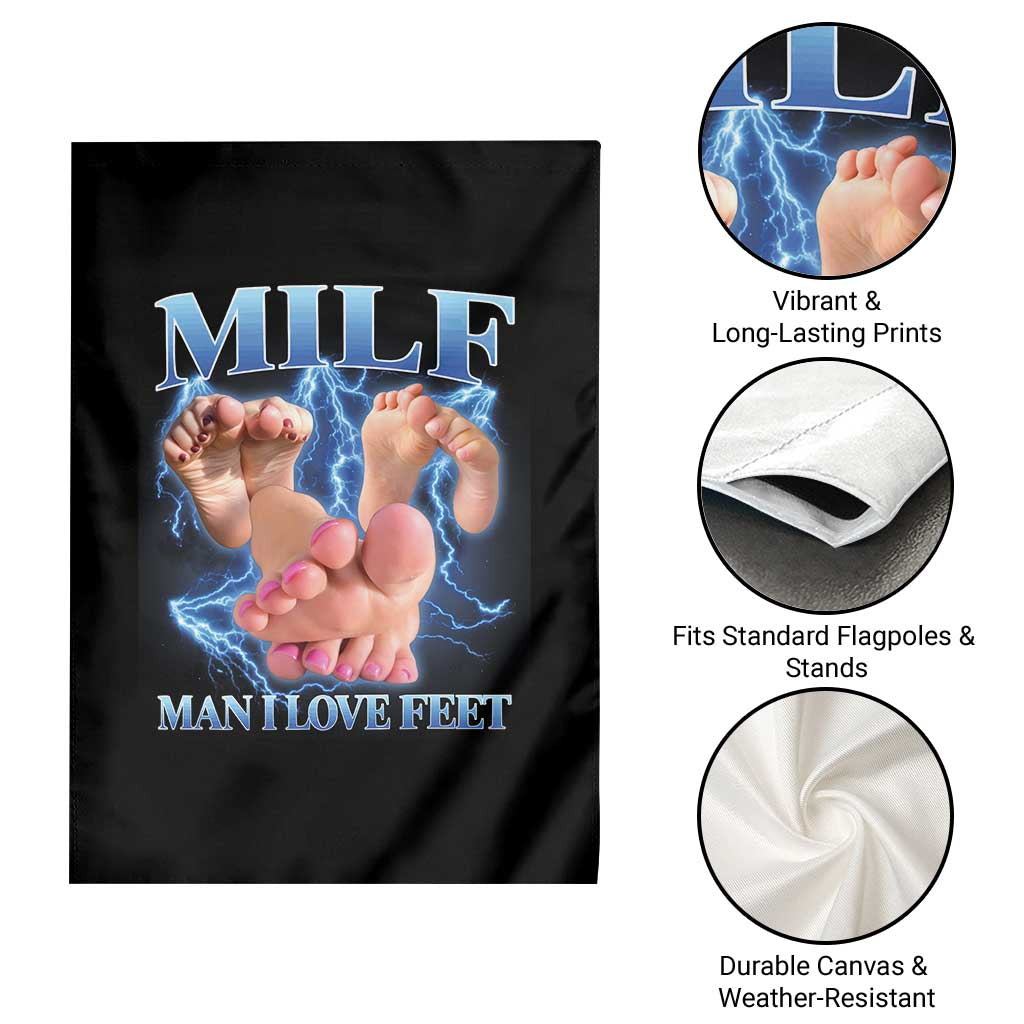 Inappropriate Adult Garden Flag Vintage Bootleg MILF Man I Love Feet