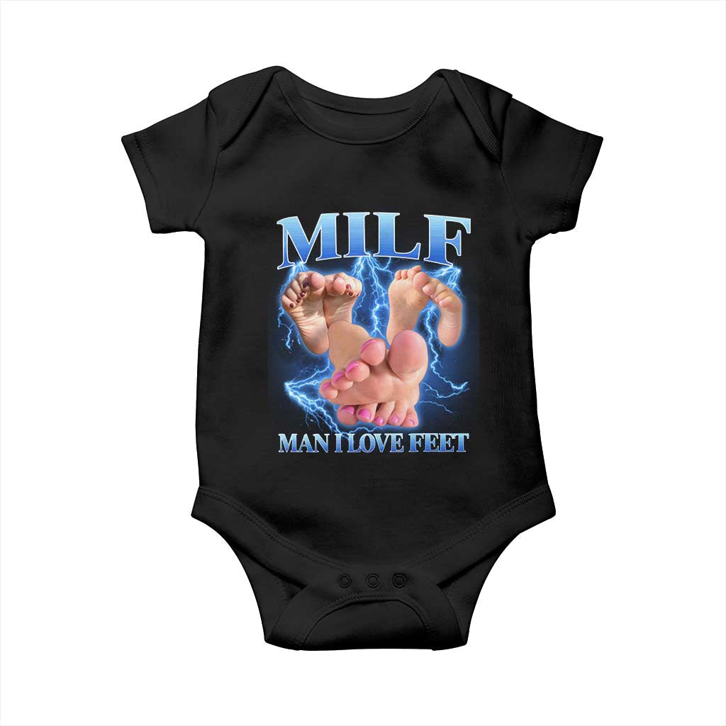 Inappropriate Adult Baby Onesie Vintage Bootleg MILF Man I Love Feet
