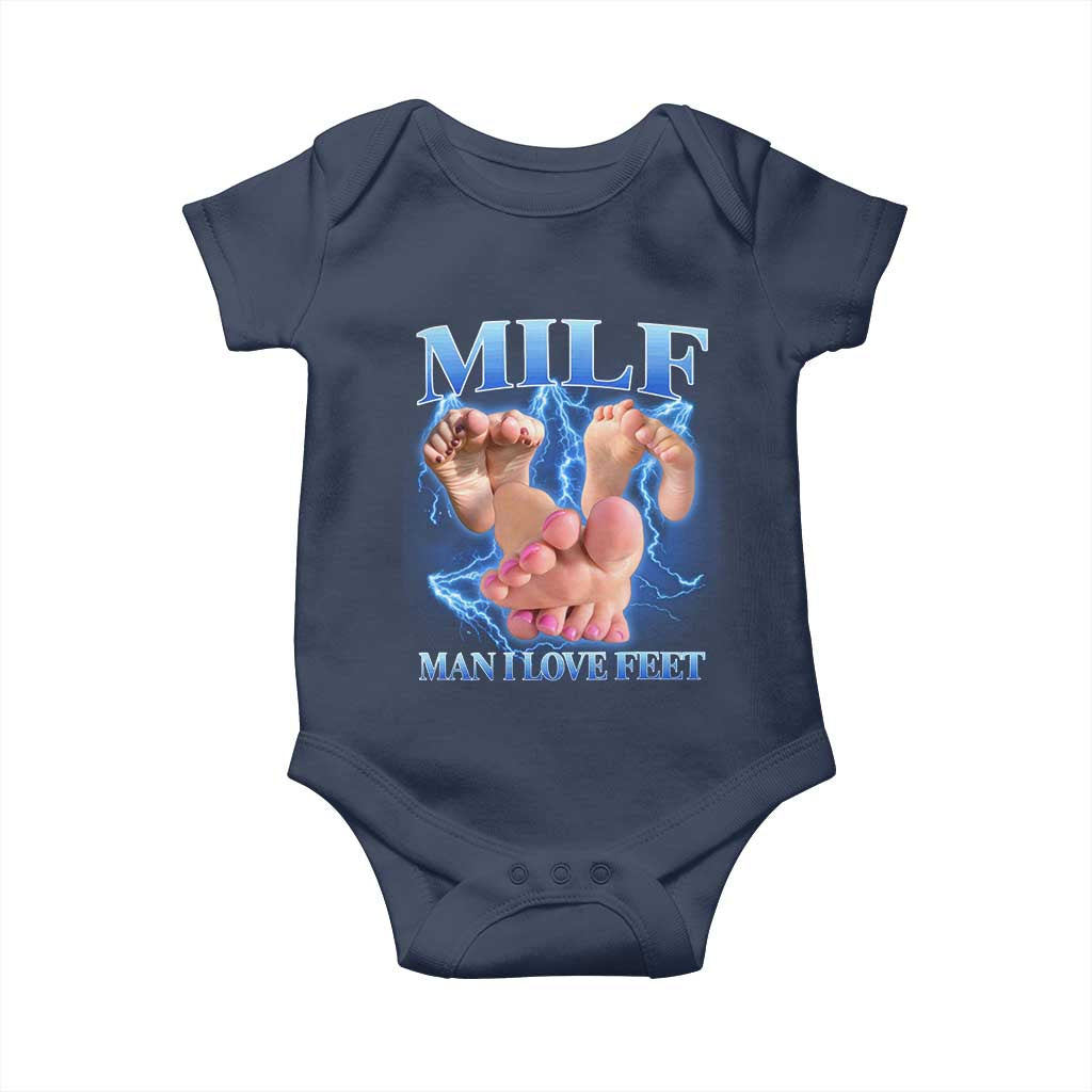 Inappropriate Adult Baby Onesie Vintage Bootleg MILF Man I Love Feet
