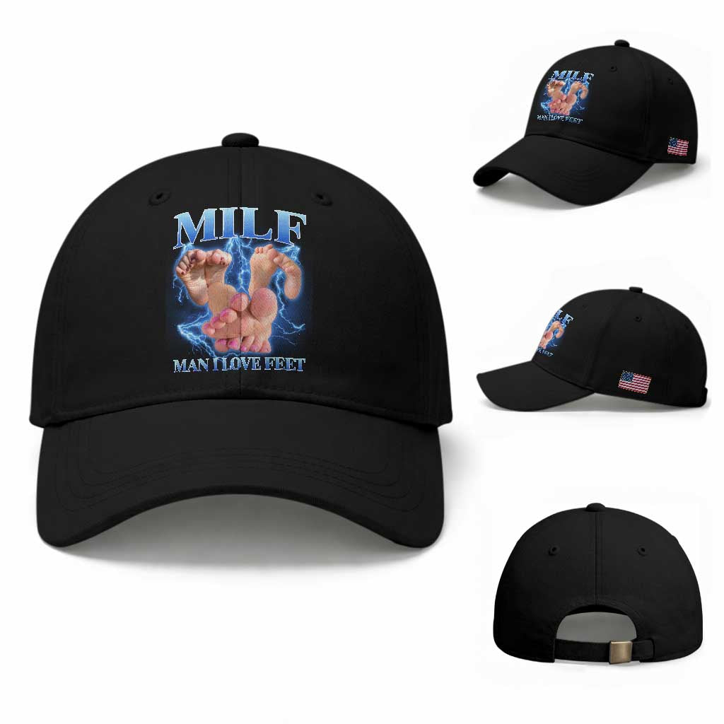 Inappropriate Adult Baseball Cap Vintage Bootleg MILF Man I Love Feet