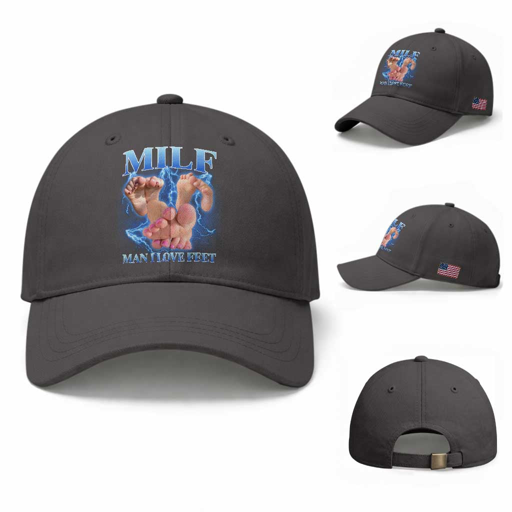 Inappropriate Adult Baseball Cap Vintage Bootleg MILF Man I Love Feet
