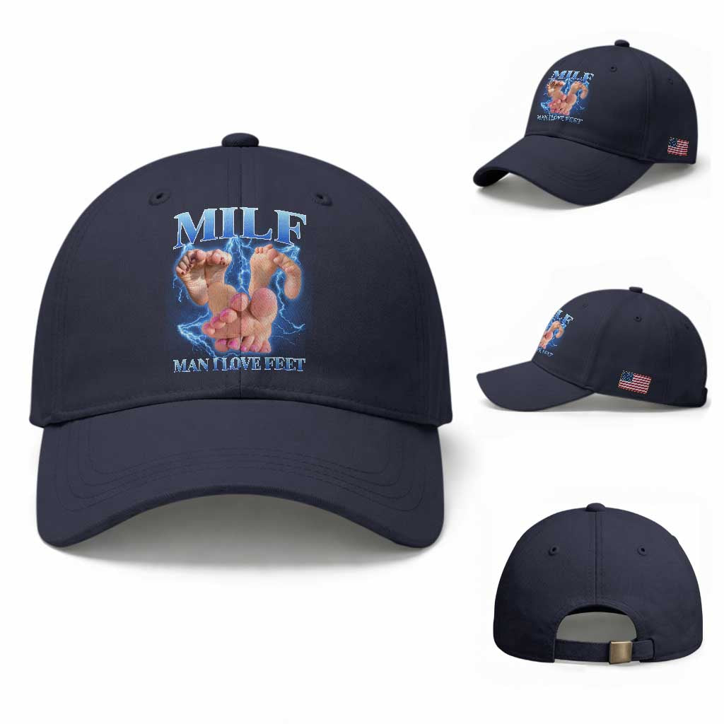 Inappropriate Adult Baseball Cap Vintage Bootleg MILF Man I Love Feet
