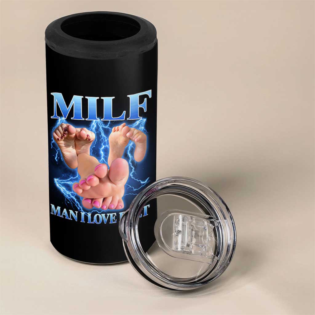 Inappropriate Adult 4 in 1 Can Cooler Tumbler Vintage Bootleg MILF Man I Love Feet
