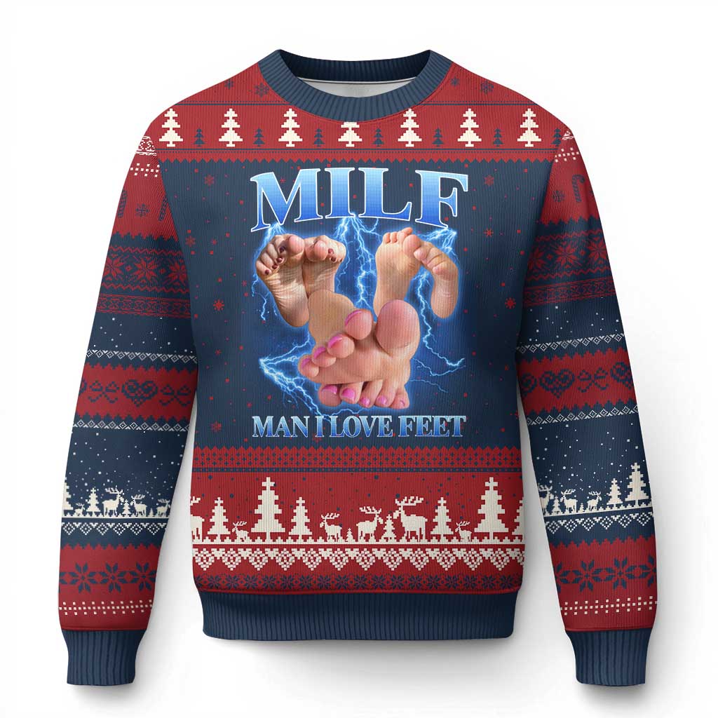 Inappropriate Adult Ugly Christmas Sweater Vintage Bootleg MILF Man I Love Feet