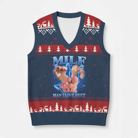 Inappropriate Adult V-Neck Knit Sweater Vest Vintage Bootleg MILF Man I Love Feet