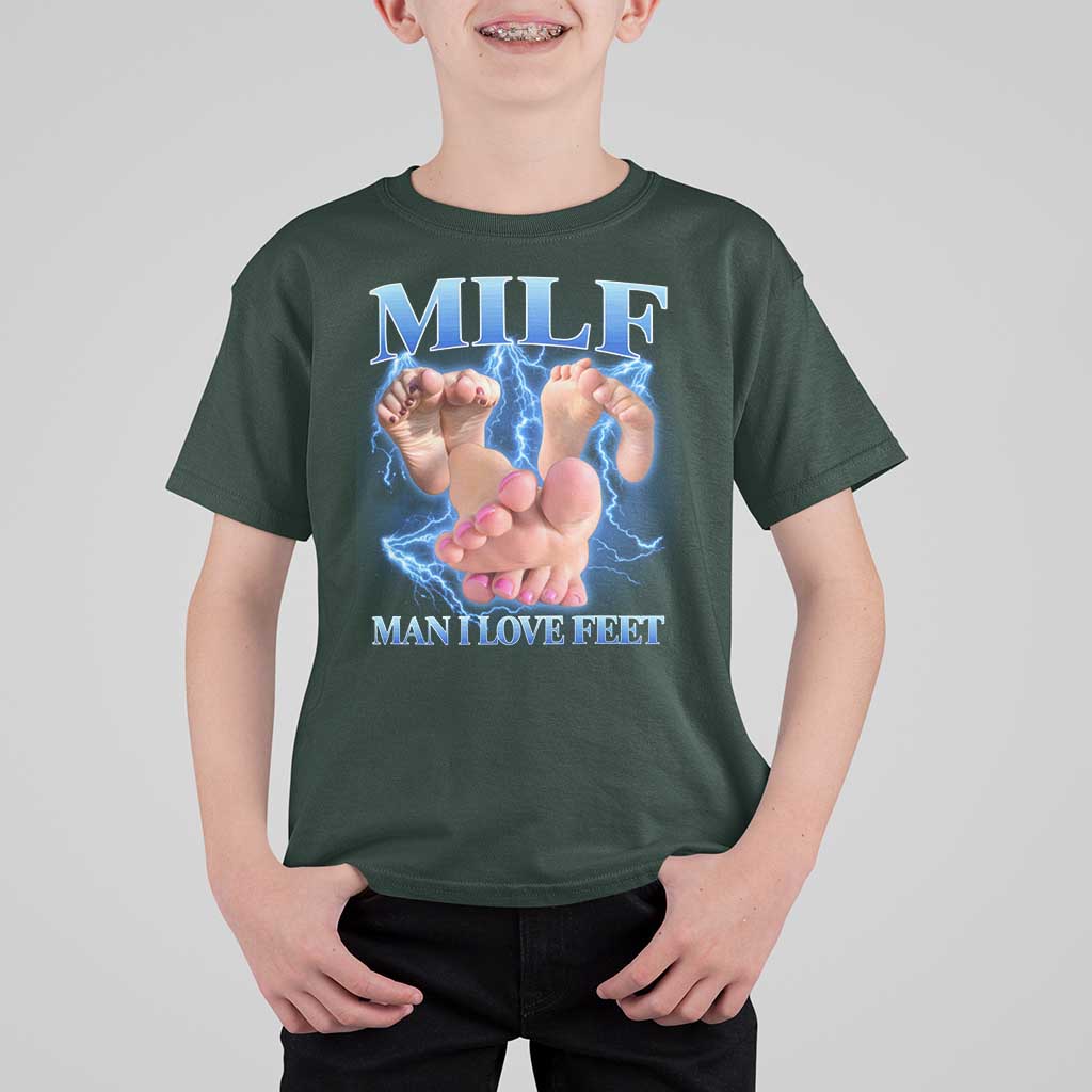 Inappropriate Adult T Shirt For Kid Vintage Bootleg MILF Man I Love Feet