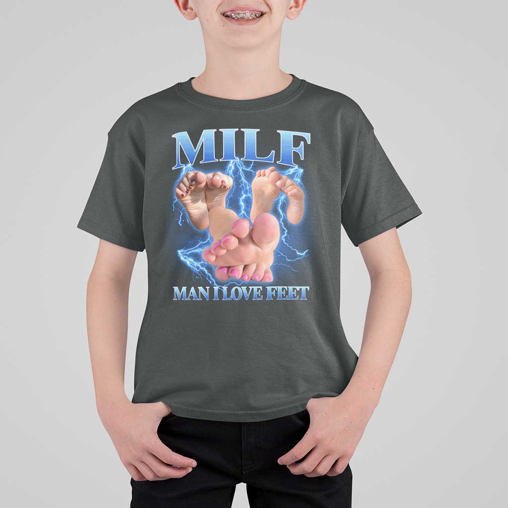 Inappropriate Adult T Shirt For Kid Vintage Bootleg MILF Man I Love Feet