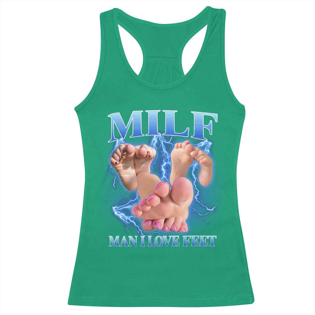 Inappropriate Adult Racerback Tank Top Vintage Bootleg MILF Man I Love Feet