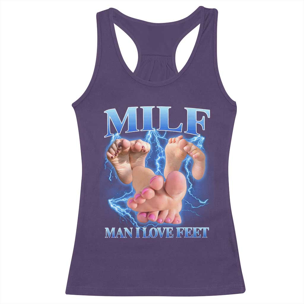 Inappropriate Adult Racerback Tank Top Vintage Bootleg MILF Man I Love Feet