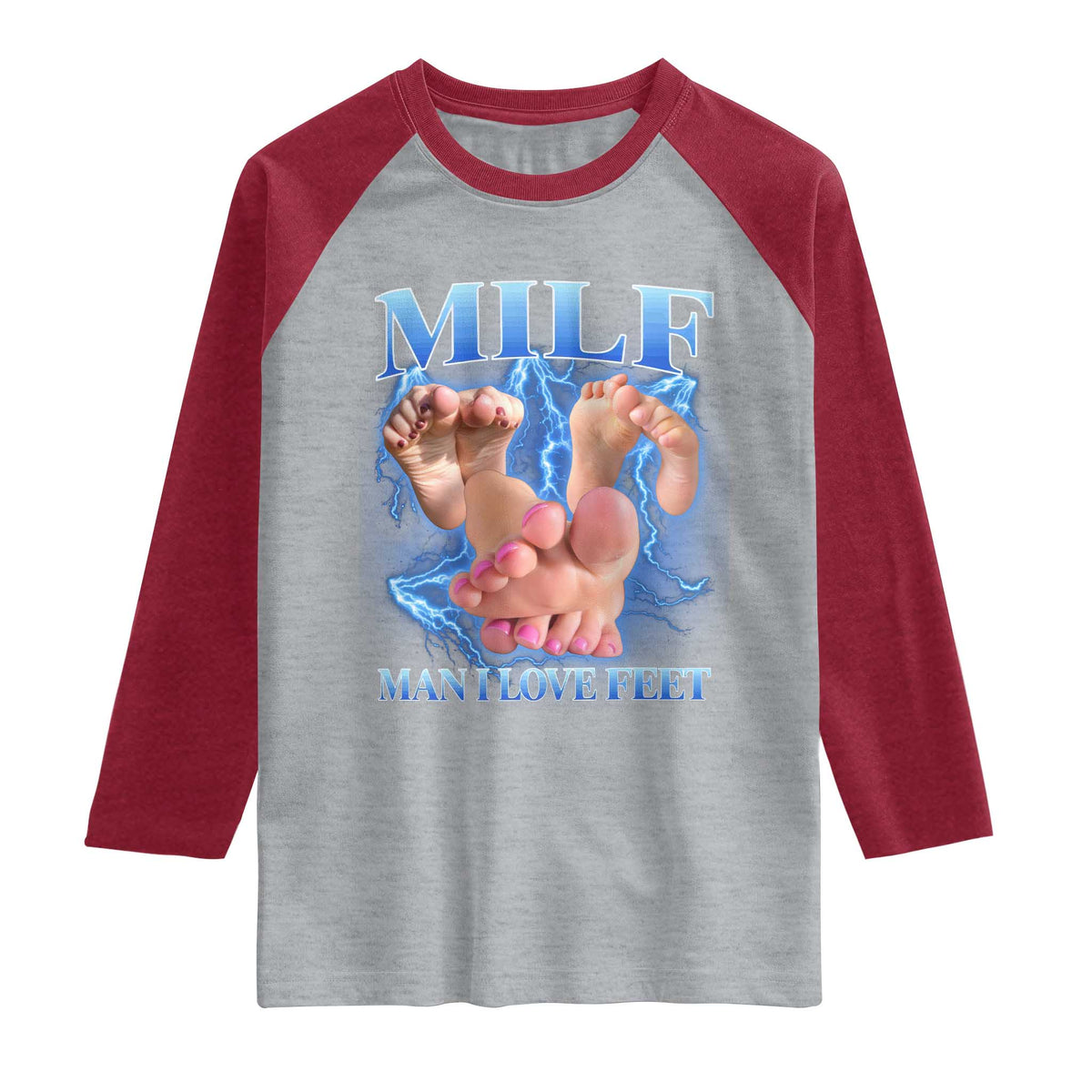 Inappropriate Adult Raglan Shirt Vintage Bootleg MILF Man I Love Feet