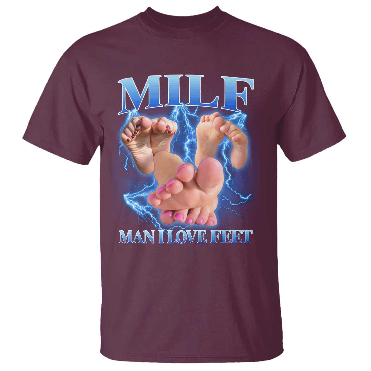 Inappropriate Adult T Shirt Vintage Bootleg MILF Man I Love Feet
