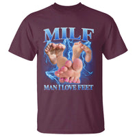 Inappropriate Adult T Shirt Vintage Bootleg MILF Man I Love Feet