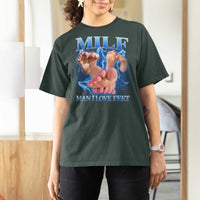 Inappropriate Adult T Shirt For Women Vintage Bootleg MILF Man I Love Feet