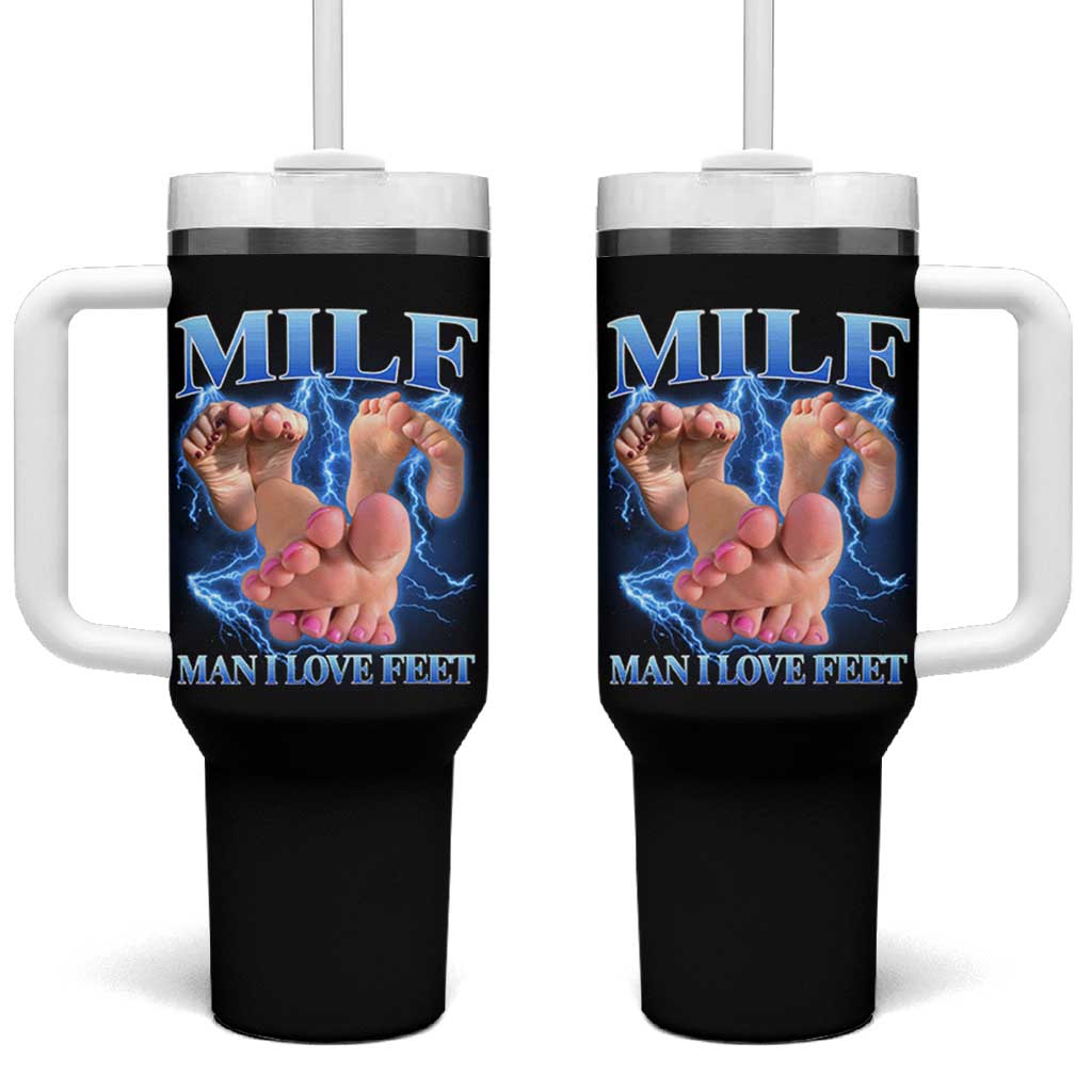 Inappropriate Adult Tumbler With Handle Vintage Bootleg MILF Man I Love Feet