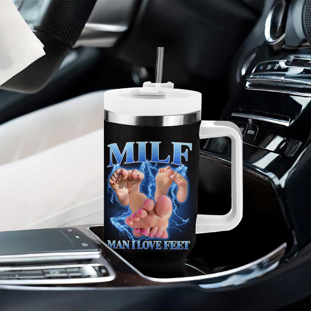 Inappropriate Adult Tumbler With Handle Vintage Bootleg MILF Man I Love Feet