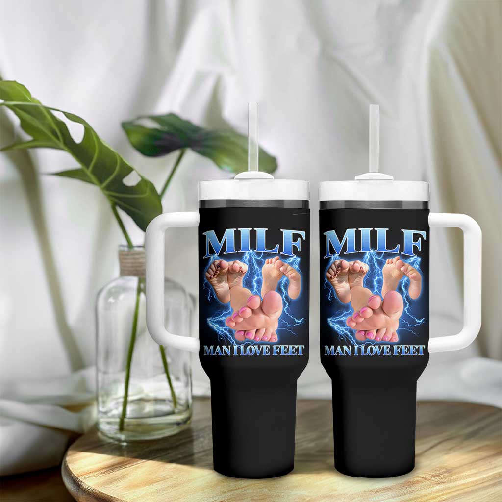 Inappropriate Adult Tumbler With Handle Vintage Bootleg MILF Man I Love Feet