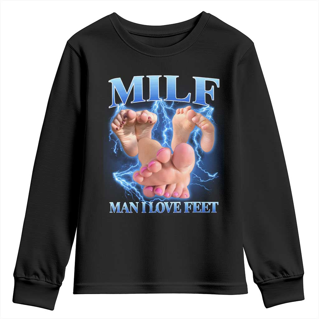 Inappropriate Adult Youth Sweatshirt Vintage Bootleg MILF Man I Love Feet