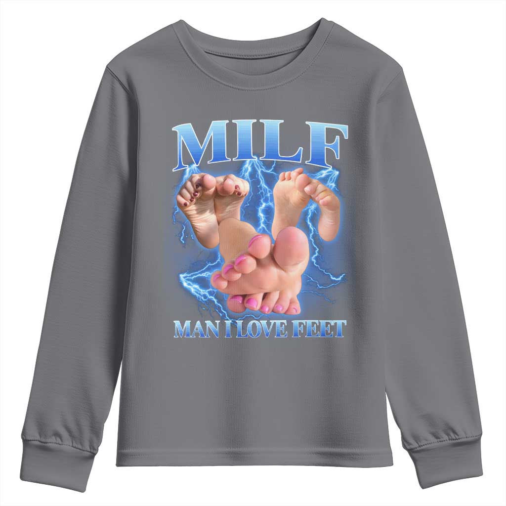 Inappropriate Adult Youth Sweatshirt Vintage Bootleg MILF Man I Love Feet