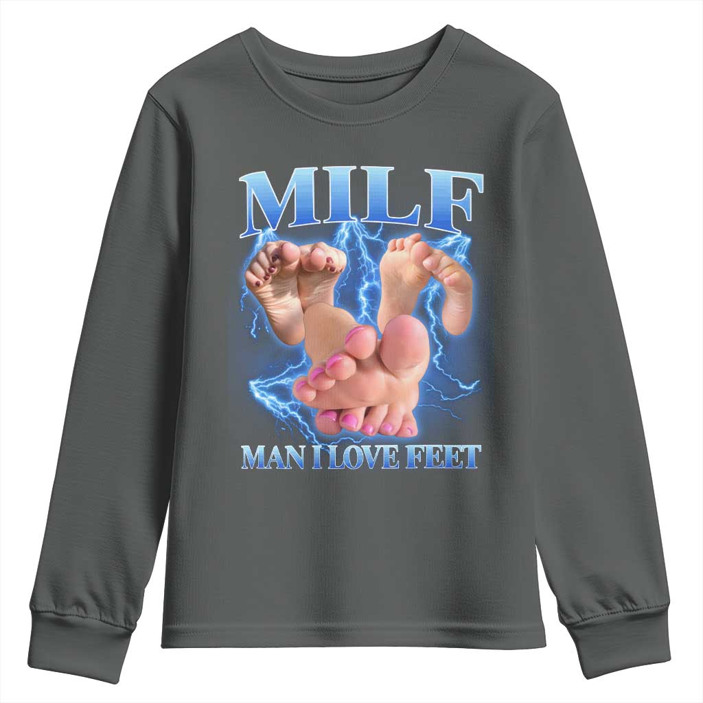 Inappropriate Adult Youth Sweatshirt Vintage Bootleg MILF Man I Love Feet