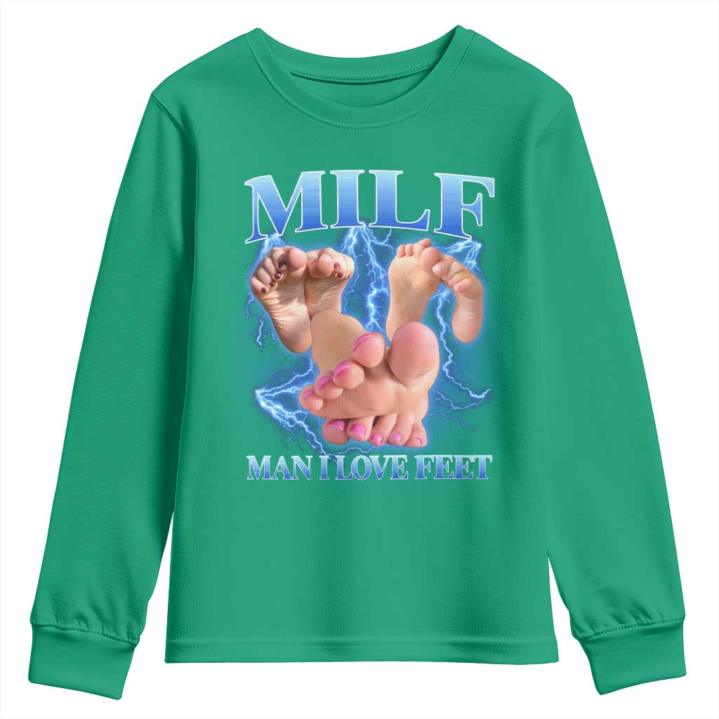 Inappropriate Adult Youth Sweatshirt Vintage Bootleg MILF Man I Love Feet