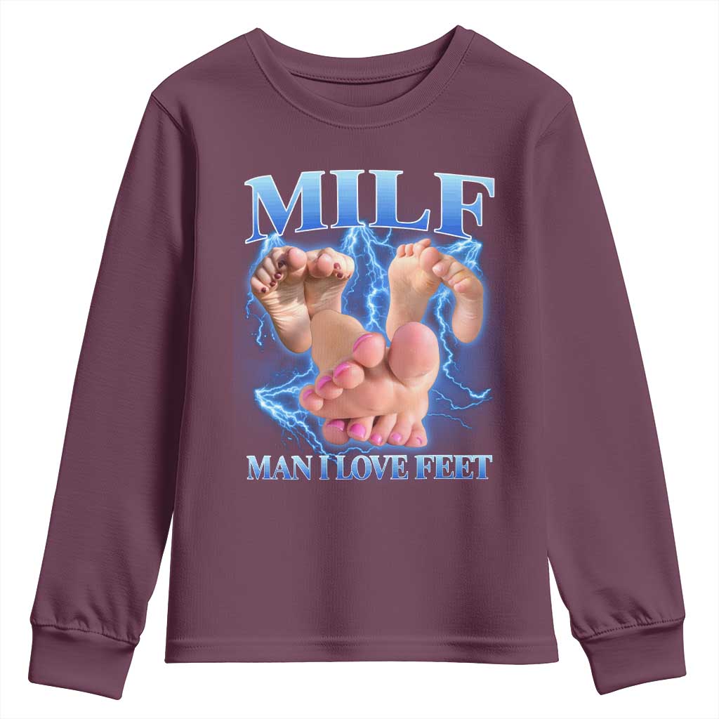 Inappropriate Adult Youth Sweatshirt Vintage Bootleg MILF Man I Love Feet
