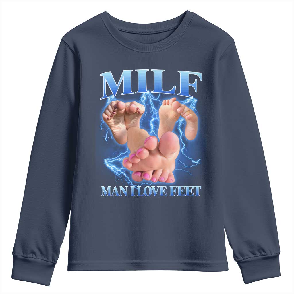 Inappropriate Adult Youth Sweatshirt Vintage Bootleg MILF Man I Love Feet