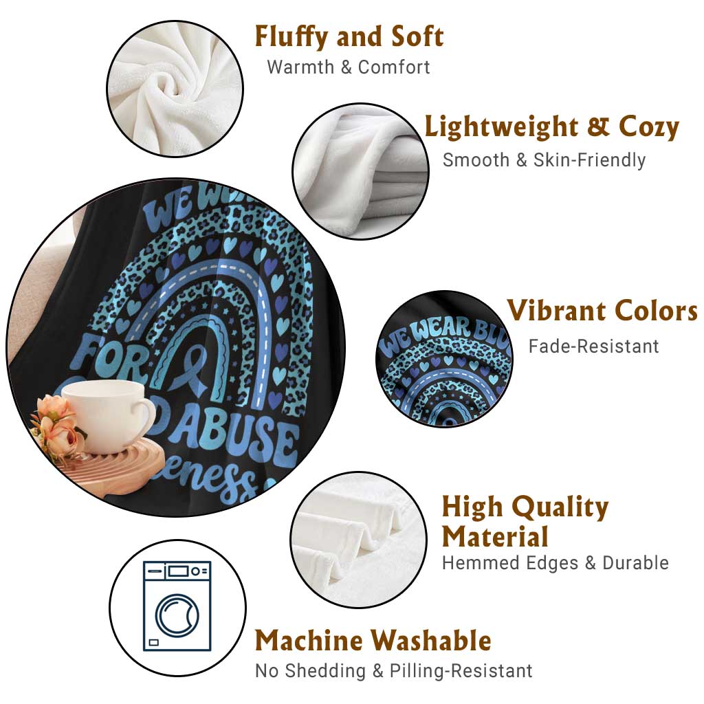 We Wear Blue Child Abuse Prevention Throw Blanket